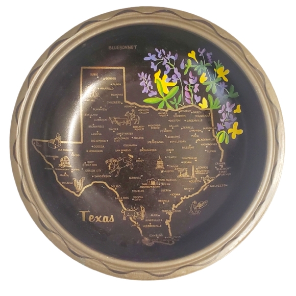 #BD Texas Vintage Travel Souvenir State Metal Tray